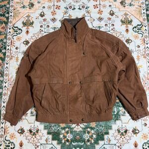 Vintage Formia Outdoor Brown Leather Jacket Men M Full Zip Button Up Plaid Lined
